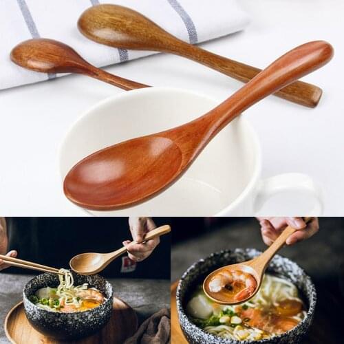 Wooden Spoon Soup Teaspoon Coffee Stirring Rod Dessert Milk Honey Soup Spoon Solid Wood Tableware Kitchen Cooking Utensil Tool