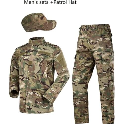 Mens Sets Multicam U.S Army Combat Uniform ACU Ribstop Military Uiforms With Patrol Hat