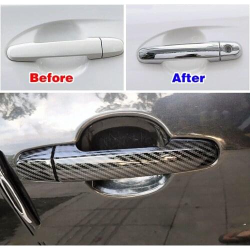 For Toyota Rav4 Rav 4 2001-2012 Carbon Fiber Color Modify Refit Chrome Door Handle Cover Decoration Trim Protection Sticker