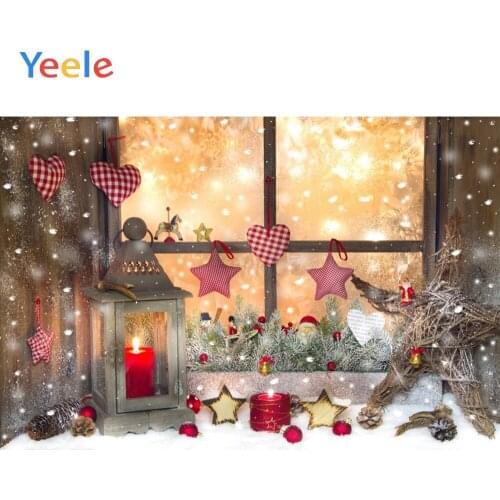 Yeele Photophone For Merry Christmas Window Candle Star Winter Photography Backgrounds Photographic Backdrops Photo Studio Props