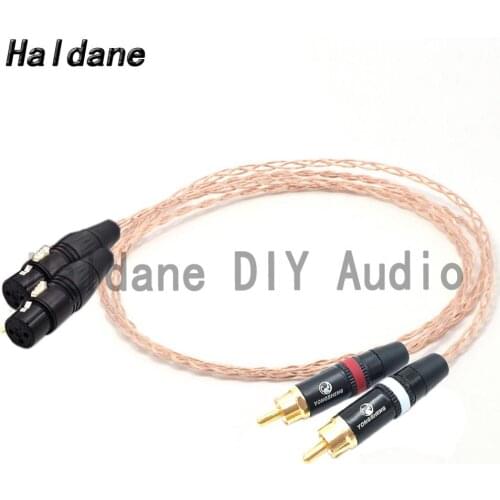 Haladne Pair Bold Version 8CU Single Crystal Copper RCA Male to XLR Feamle eads Balanced Audio Cable for Amplifier CD player