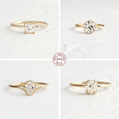 Anillo Plata 925 Sterling Silver Engagement Rings Luxury White Crystal Finger Ring For Lovers' Couples Exquisite Wedding Jewerly