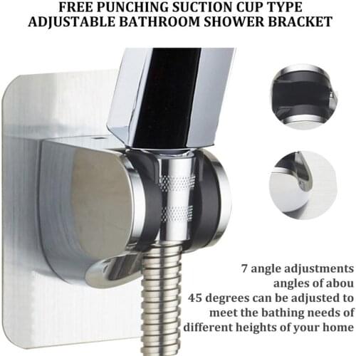 Bathroom Shower Bracket Wall Mounted Punch-Free Shower Bracket With No Trace Sticker Adjustable Suction Cup Type Shower Bracket