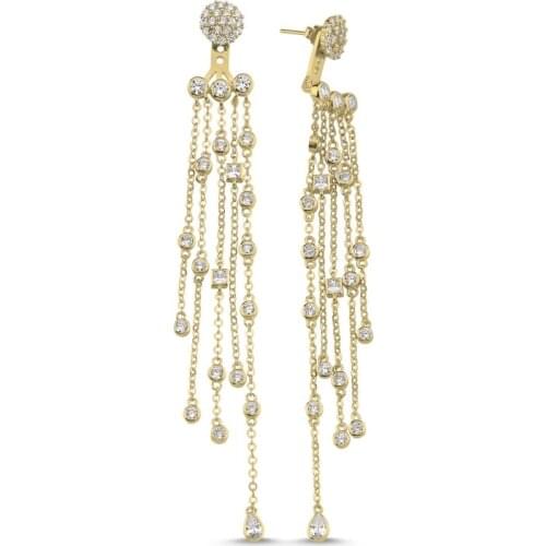 KUTAYDAN Zircon Cubic Zirconia Dangle Earrings 925 Sterling Silver