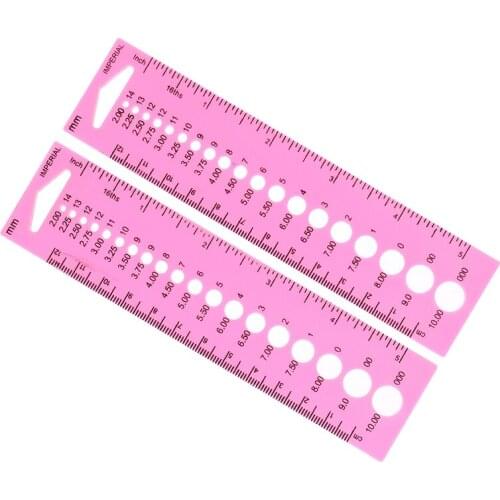 2PCs All In One Measure Ruler For Knitting Needle 2.0mm-10.0mm Crochet Hook Measure Ruler Inch Cm Ruler Tool DIY Craft Accessory