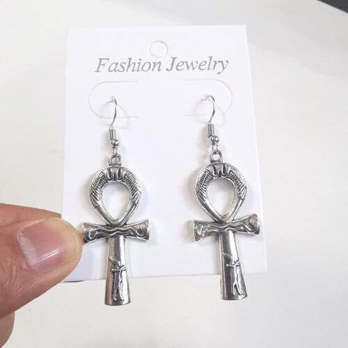 Fashion Vintage Big Ankh Cross Dangle Drop Earrings For Women African Egyptian Trend Statement Jewelry Accessories Goth Charms