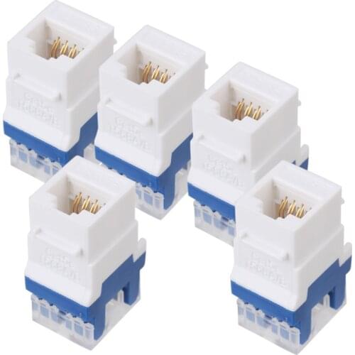 CAT5 180 Degree Angle RJ45 Ethernet Keystone Round Jack Coupler Pack of 5