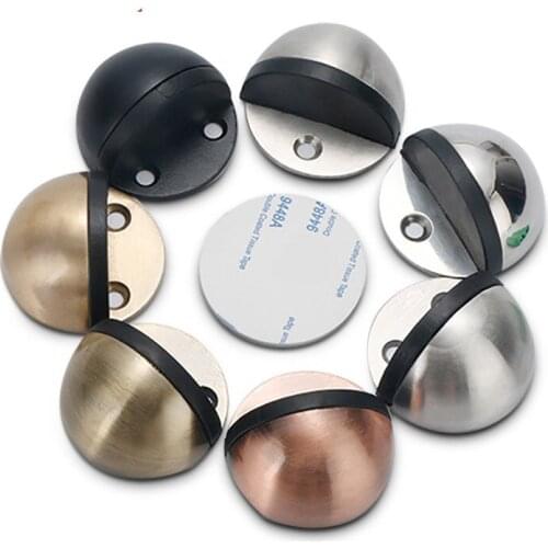 NAIERDI Non Punching Sticker Hidden Stainless Steel Rubber Door Stopper Door Holders Catch Floor Mounted Nail-free Door Stops