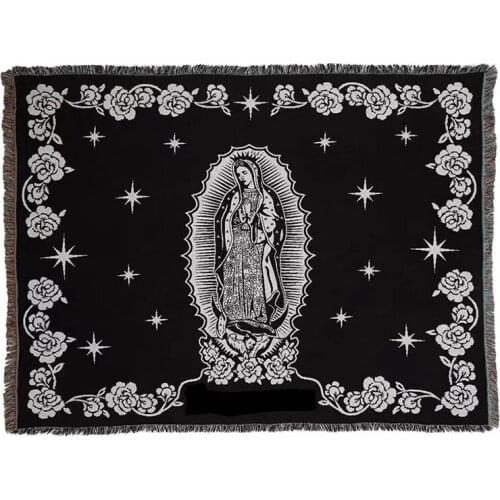 Super Virgin Mary Black Red Blanket Personality Tapestry Office Air Conditioning Blanket Nap Blanket Living Room Sofa Ornaments