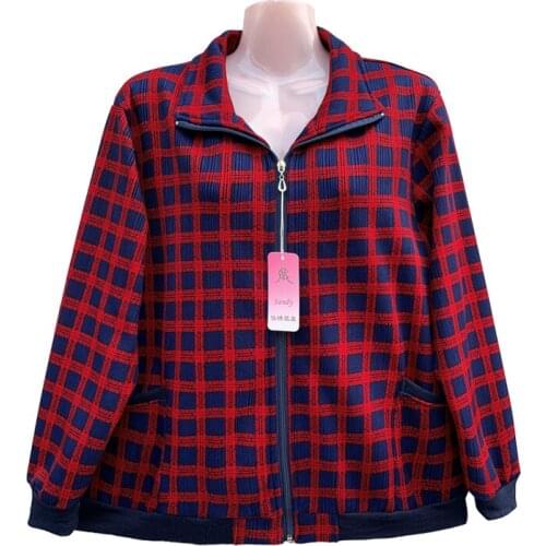 Middle-aged and Elderly Womens Coats New 2020 Spring Jacket Oversized & 200kg Lattice Zipper Jackets Outerwear Mother Dress