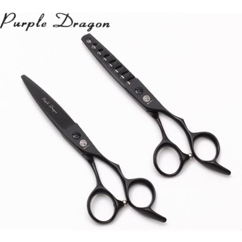 9122# 6" 17cm Purple Dragon JP Stainless Black Barber Scissors Cutting Scissors Thinning Shears Salon Styling Tool Hair Scissors