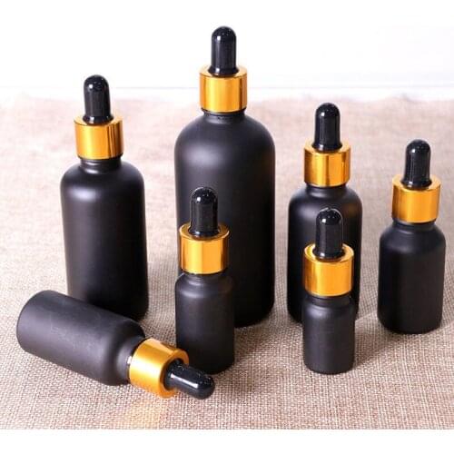 Bottle Dropper 5ml-100ML Reagent Eye Dropper Drop Black Glass Aromatherapy Liquid Pipette Essential Oil Refillable Bottles