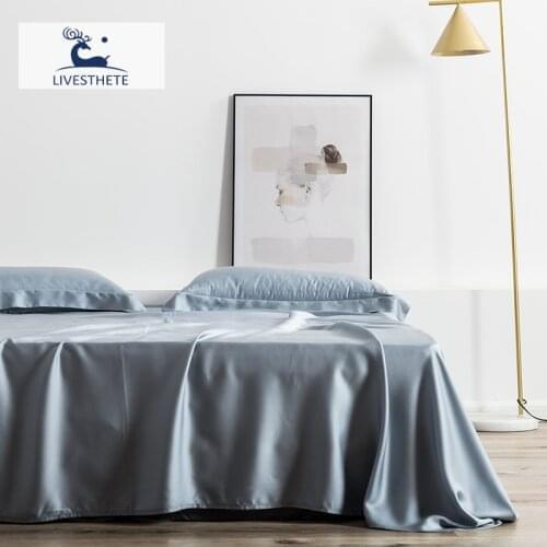 Liv-Esthete Gray Color Bedding Flat Sheet Pillowcase Home Decor Bedclothes 100% Silk Pure Natural Fabric Healthy For Skin Double