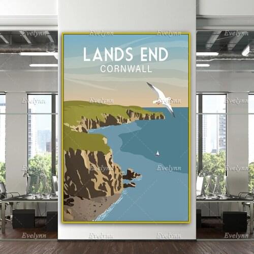 Cornwall Print, Lands End Travel Poster, Lands End Travel Print, Lands End Wall Art, National Park Poster Home Decor Canvas