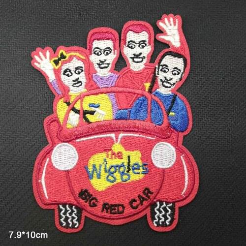 Red Car The Wiggles Australia TV Show Iron On Embroidered Clothes Patches For Clothing Stickers Garment Wholesale