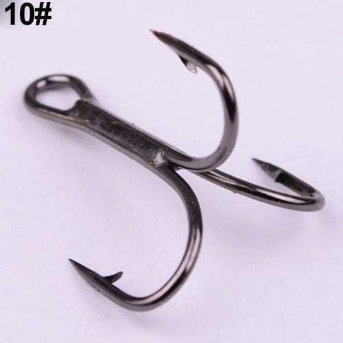 100pcs High Carbon Fishing Hook Treble Hooks Super Sharp solidHooks 7 Size 2/4/6/8/10/12 Triple Barbed Steel Fish hook