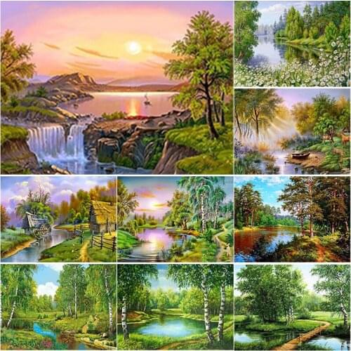 DIY 5D Diamond Embroidery Tree Diamond Painting Scenery Cross Stitch Full Square Round Drill Mosaic Manual Home Decor Art Gift