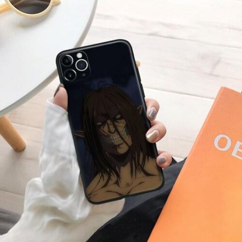 Attack on Titan anime Eren Yeager Silicone Glass Phone Case Cover Shell For iPhone SE 6 6s 7 8 Plus X XR XS 11 12 Mini Pro Max