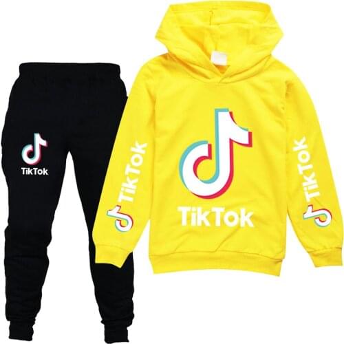 TIK TOK Hoodies Kids Sweatshirt Set Autumn Girls Tops Hooded T Shirt Children Kids Boys Sportswear