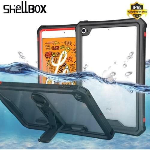 For iPad Mini5 Waterproof Case Shockproof Dustproof Tablet Cover with Adjustable Tablet Stand Built-in Screen Protector Case