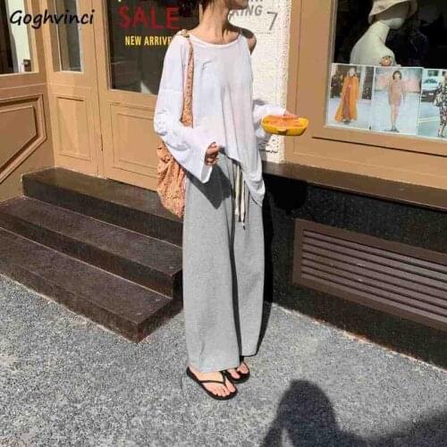 Sets Women All-match Long Sleeve Tops Full-length Pants Two Piece Set Harajuku Solid Korean Fashion Casual Streetwear Student