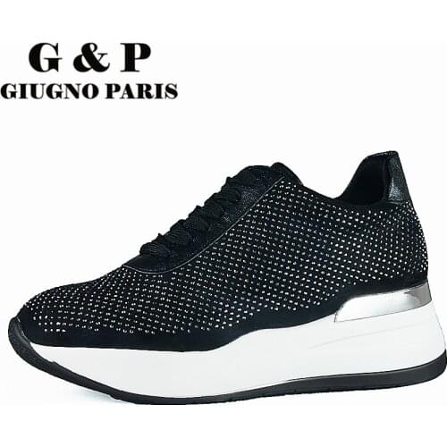 Crystal sneakers women high fashion sports new luxury shoes 2020 platform sneakers flats rhinestone shoes with leather inosle