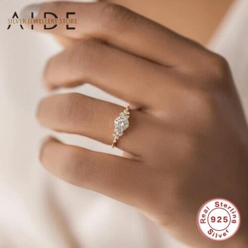 AIDE Exquisite Wedding Engagement Rings For Women Fashion Square/Oval/Snowflake 925 Sterling Silver Ring Fine Jewelry anillos