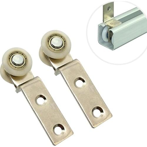 2Pcs/set Wooden Door Hanging Roller Furniture Sliding Door Pulley Wheels Home Hanging Wheel Track Pulley Shower Door Runners