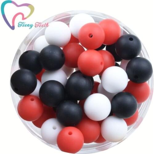 20 PCS 9-15MM White Black Mix Silicone Round Beads Baby Teether Beads For Personalized Name DIY Rodent Chewing Ball Perles Beads