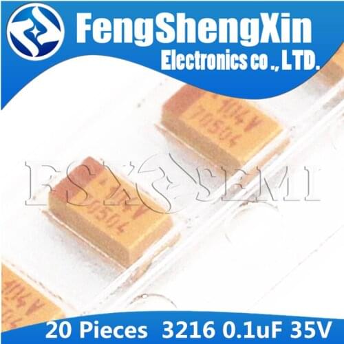 20pcs A 3216 0.1uF 100nF 35V 104V TAJA104K035RNJ SMD tantalum capacitor