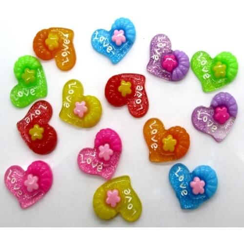 50pcs Mixed Heart Resin Flatback Cabochon Jewelry Findings Scrapbooking For Jewelry Making Charms Pendants Accessories Diy