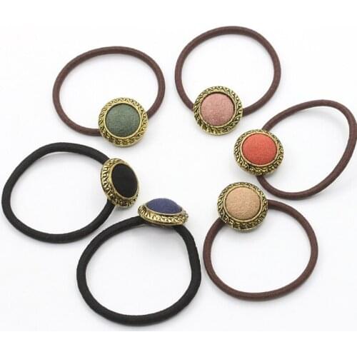 6 Colors Ball Retro Bronze Black & Brown Elastic Hair Bands Accessories for Fashion Ponytail Holder for Women Hairwear