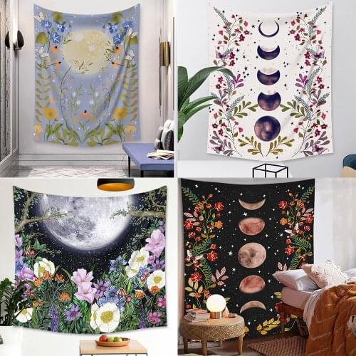 Bohemian Tapestry Aesthetic Wall Room Decoration Background Hanging Cloth Moon Tapestry Boho Decoration Psychedelic College Dorm