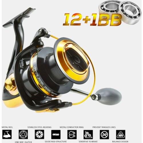 TF 8000 / 9000 / 10000 / 11000 12 1BB Long Shot 4.6:1 Big Spinning Fishing Reel 22KG Max Drag For Large Fish -40