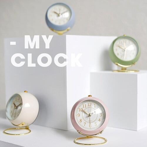 Lovely Metal Desk Clock Bedroom Bedside Alarm Clock Mute Quartz Clock With Eye Protection Night Light Ornaments Часы Настольные