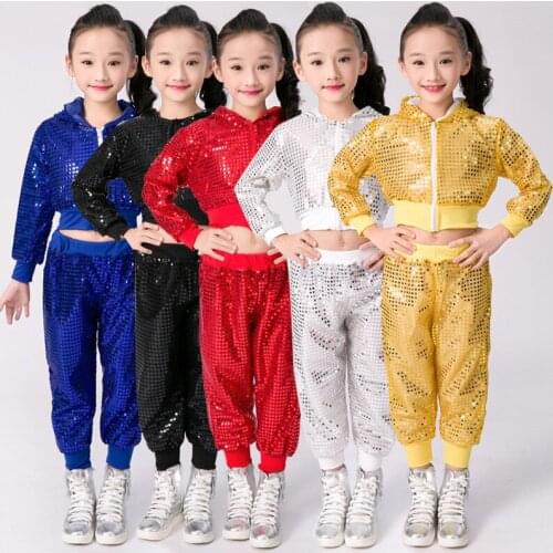 4-10 years childrens costumes jazz dance boys and girls baby sequins street dance costumes childrens performance jazz clothing