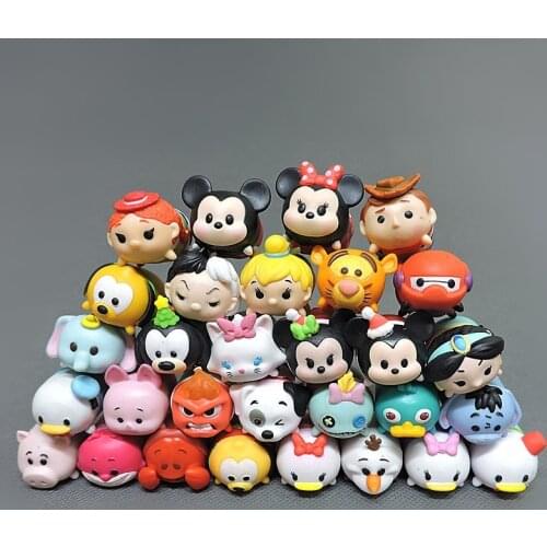 Disney 20pcs/set Not Repeating Christmas Mickey Cartoon TSUM Jenga Doll Model Children Creative Anime Figures Doll Holiday Gifts