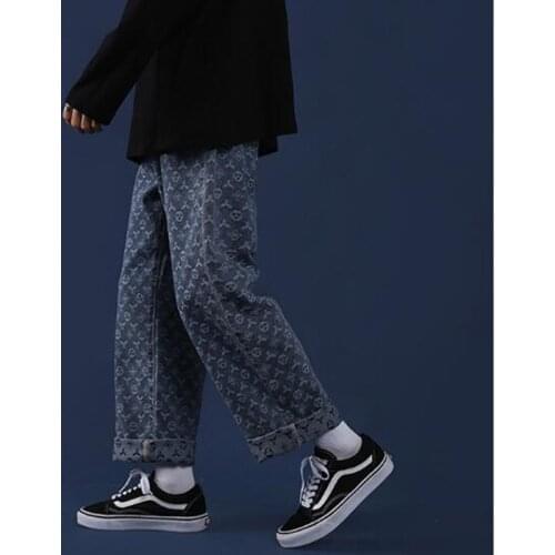 Mens Blue Jeans Casual Loose Jeans Trousers Boys Denim Harem Pants Men Joggers