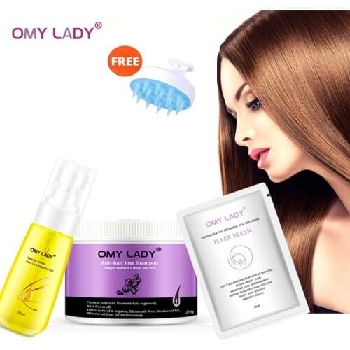 OMY LADY Natural Hair Essential Oil +Ginger Anti Hair Loss Shampoo +Disposable No Steaming Spa Repairing Hair Mask
