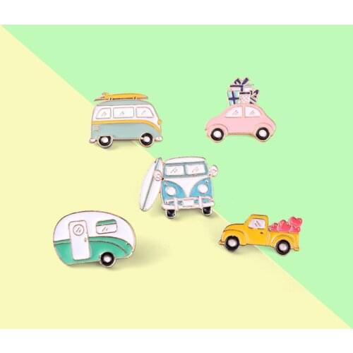 Cartoon Cars Enamel Pins 5Styles Cute Brooches Badge Accessories Backpack Hat Clothes Funny Gift for Friends Jewelry Custom