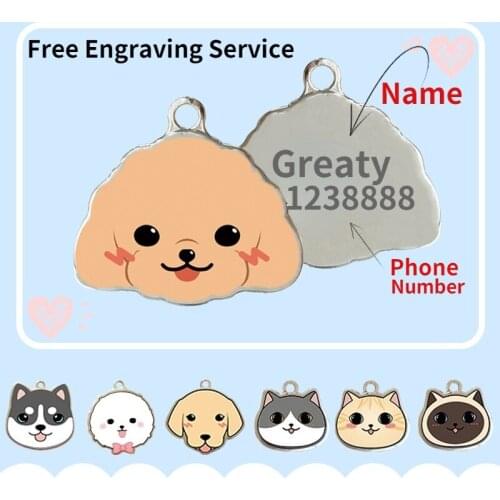 Dog Collar Charm Id Tag with Diffrernt Dog Types Free Engraving Pet Personalized Necklace Name Anti-Lost Tag Puppy Accessories