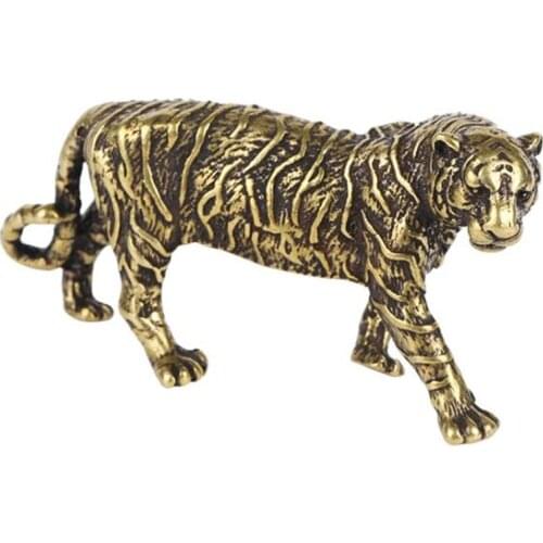 Colorful Tiger 3D Casting Animal Figurine Retro Style Metal Sculpture Home Office Room Desktop Decoration Collect Ornaments Gift