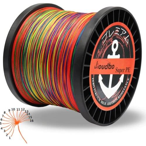 Jioudao Series 16 Strands 300M 500M 1000M 1500M Super Strong Braided Fishing Wire 55LB-280LB Multifilament PE Line for Sturgeon