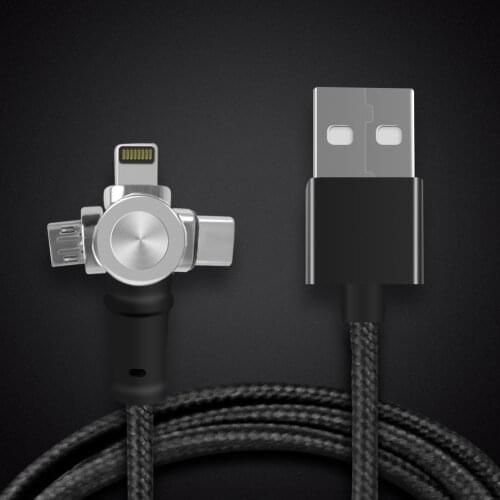 Sinstar Fast Charging Magnetic 180 Degree Type C Micro USB Cable For Iphone For Android Type C Cable