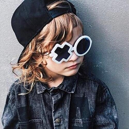 Fashion Cartoon XO Round Sunglasses for Children Boys Girls Sun Flower Ourdoor Child X O Glasses