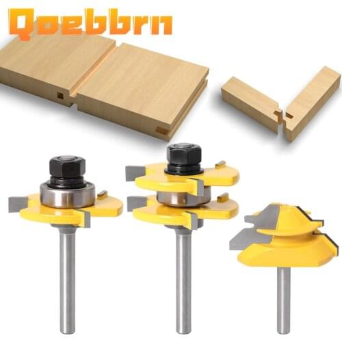 Tongue and Groove Router Bit Tool Set 1/4'' Shank With 45° Lock Miter Bit 1/4'' 6mm Shank - Solid Steel, Anti Kickback Design