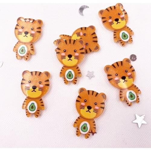 New Colorful Lovely Glitter Tiger Flatback Sheet Miniature Pattern Plane Applique DIY Scrapbook DIY Decor Craft Supplies J106