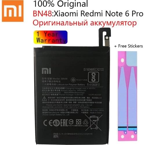 Xiao Mi Original Phone Battery BN48 4000mAh for Xiaomi Redmi Note 6 Pro High Quality Replacement Batteries