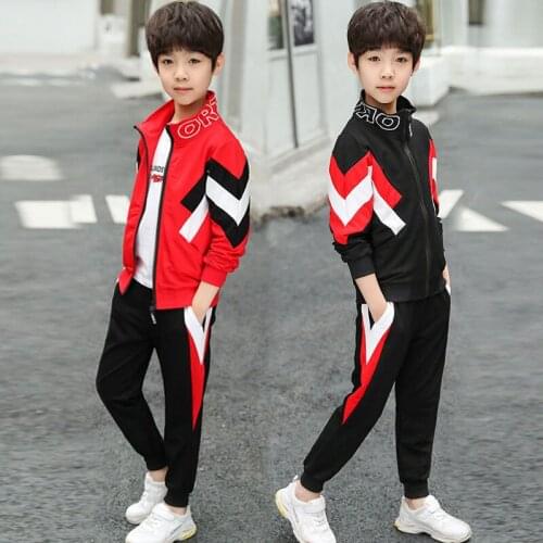 Boys autumn sports suit 2020 new fashionable childrens sportswear 7-14 years old fashion jacket three-piece