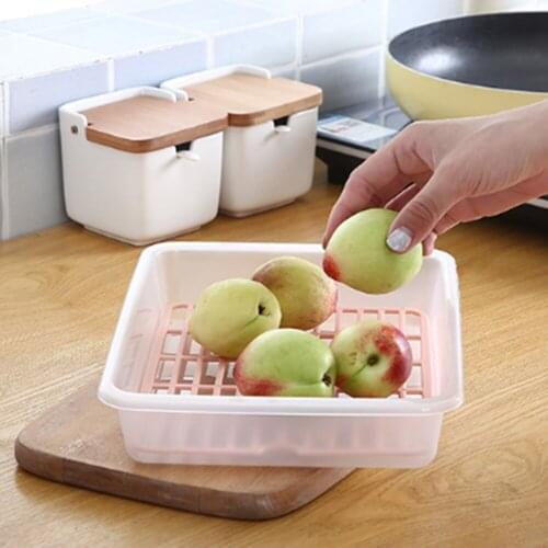 Rectangular plastic storage box household refrigerator fruit vegetable sealed crisper drain storage boxs